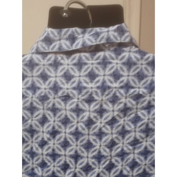 Men's Cremieux Short Sleeve Buton Up Shirt Large L Blue Diamond Print Rayon NWT - Picture 9 of 14
